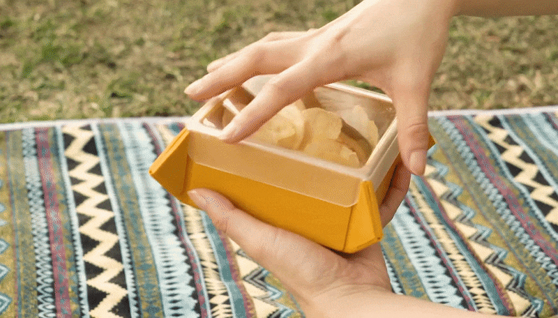 FoldiBox with Clear Lid. Food container placement Pet bowl - Lunch Boxes - Silicone Gray